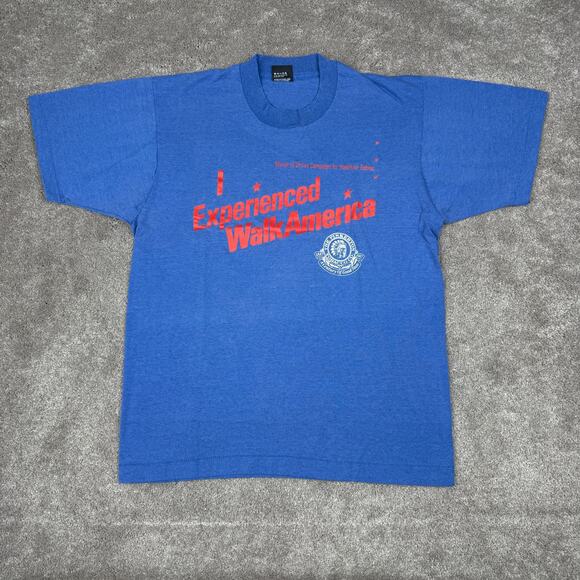 Vtg March of Dimes T-shirt Size M Screen Stars WalkAmerica 90s Blue Indie - Picture 1 of 5